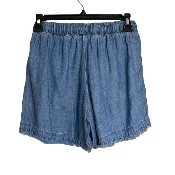 Current Air Blue Chambray Raw Hem w/Pockets Drawstring Waist Shorts sz XS - Picture 4 of 9
